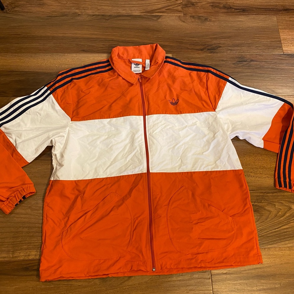 Adidas Men's Bold Orange and White Jacket